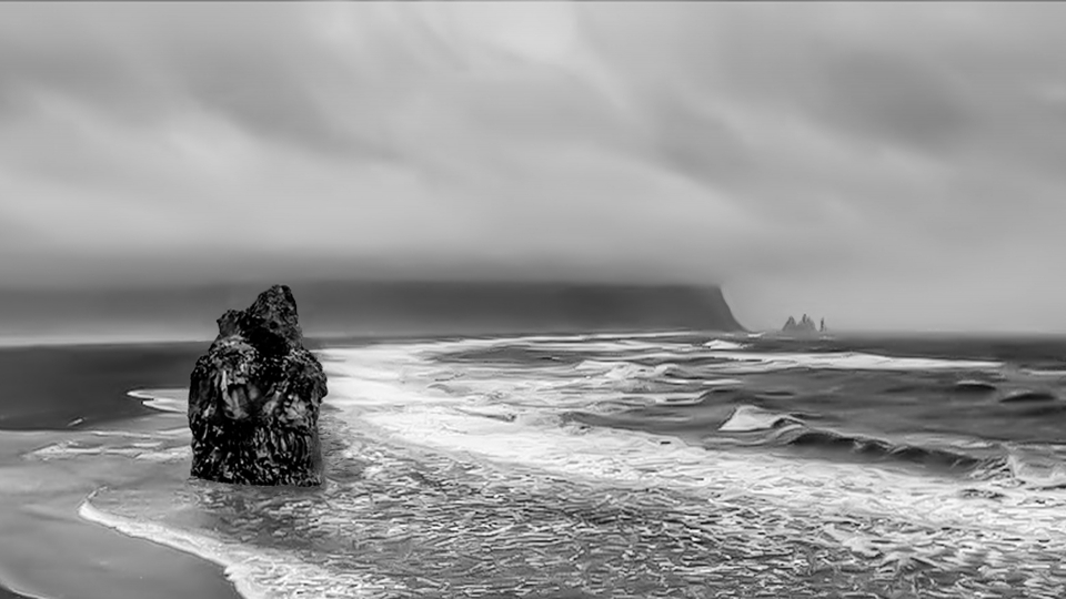Vik (Islandia). Playa de arena negra.